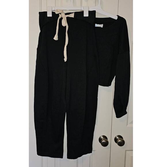 New Free People Sunset Pier Crop Top and Pants Set FP BEACH  $118 X-SMALL BLACK - Picture 4 of 6